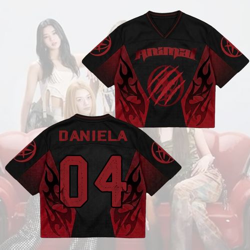 KATSEYE The WildWorld Tour  Animal Mixed Mesh Jersey Concert Merch Gift For Fans
