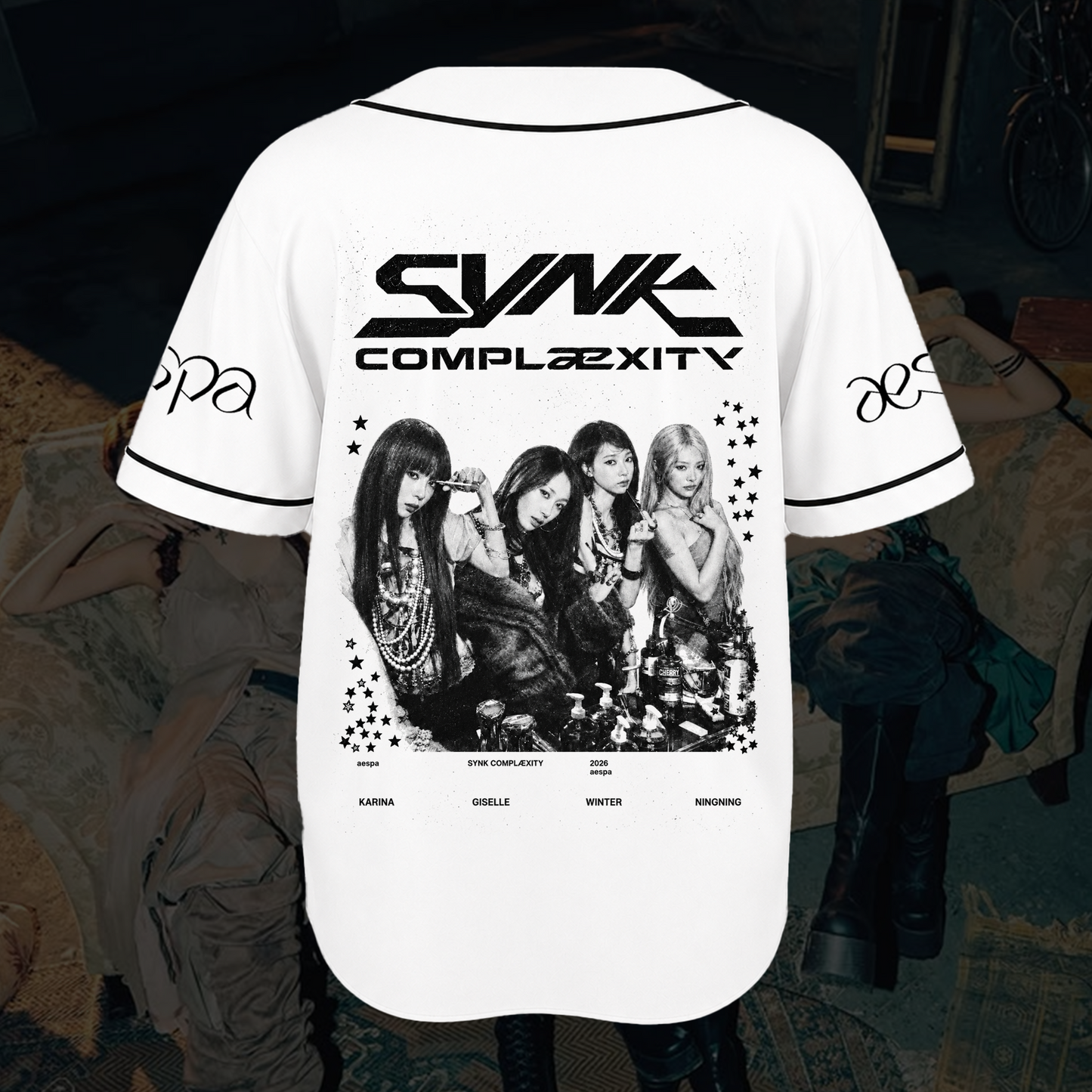 Vintage Aespa SYNK Complexity World Tour Baseball Jersey MY Fan Gifts