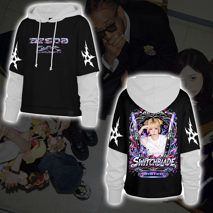 Metallic Aespa SYNK Complexity Tour Fairy Style Shortstop Hoodie Gift For MY