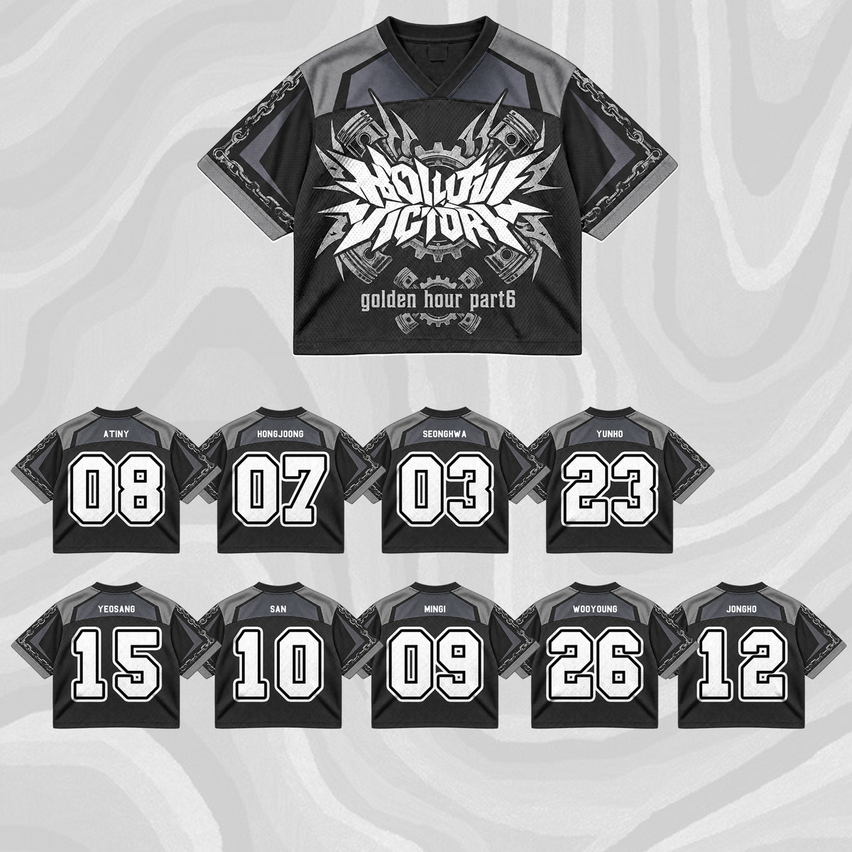 ATEEZ Golden Hour Part 6 Tour Mixed Mesh Jersey Hollow Victory For ATINY Fans