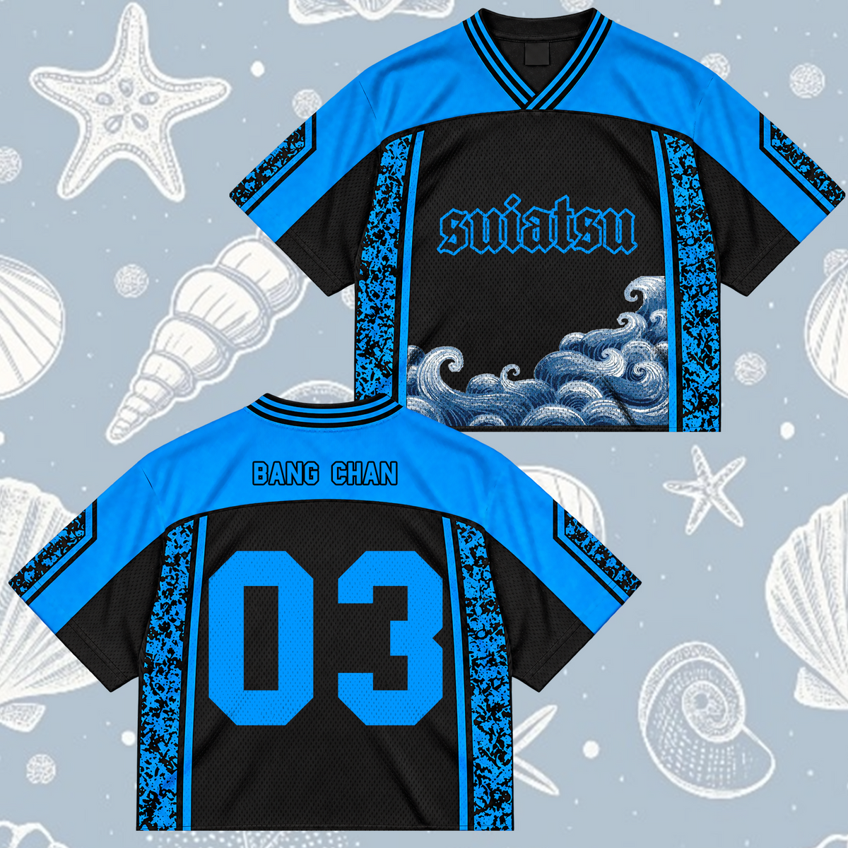 Electric Suiatsu Stray Kids Club Deep Ocean Mixed Mesh Jersey For Stay