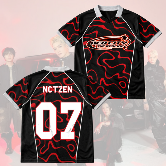 NCT 127 The Redline Tour Retro-Baseballshirt mit wellenförmigen Flügeln am Ausschnitt, Geschenk für Fans