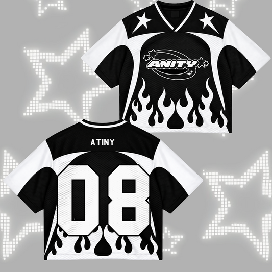 ATINY Black & White Flame Mesh Jersey, Member Name & Number Fan Edition