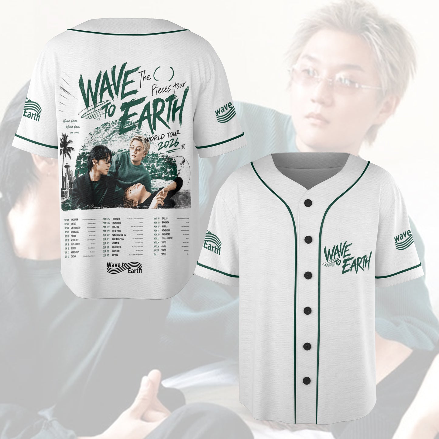 Wave To Earth The Pieces Tour Baseball Jersey, Indie Band Concert Outfit, Fan Gift Shirt