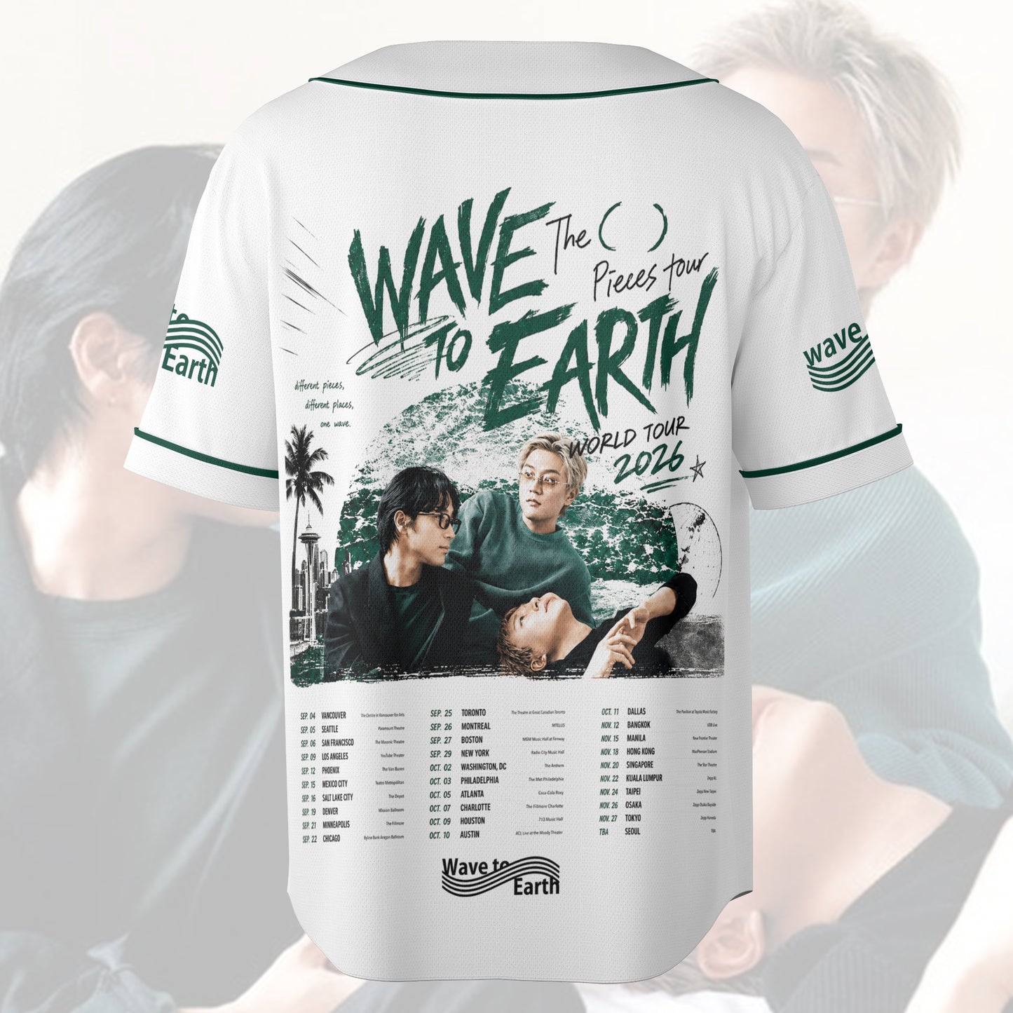 Wave To Earth The Pieces Tour Baseball Jersey, Indie Band Concert Outfit, Fan Gift Shirt