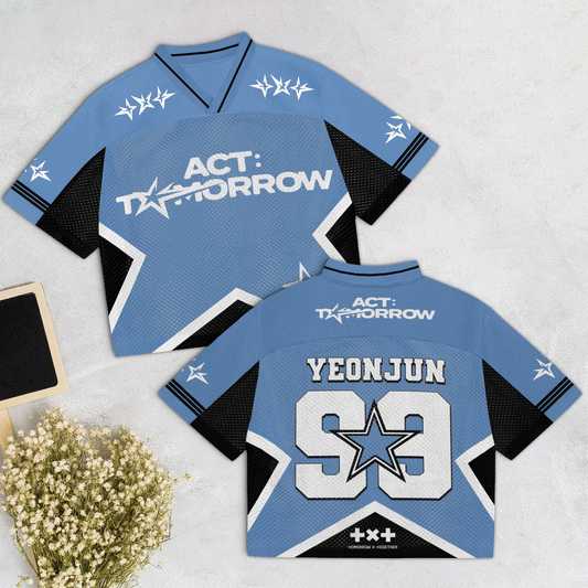 2025 World Tour ACT:TOMORROW Mixed Mesh Jersey Football Ver Black Light Blue