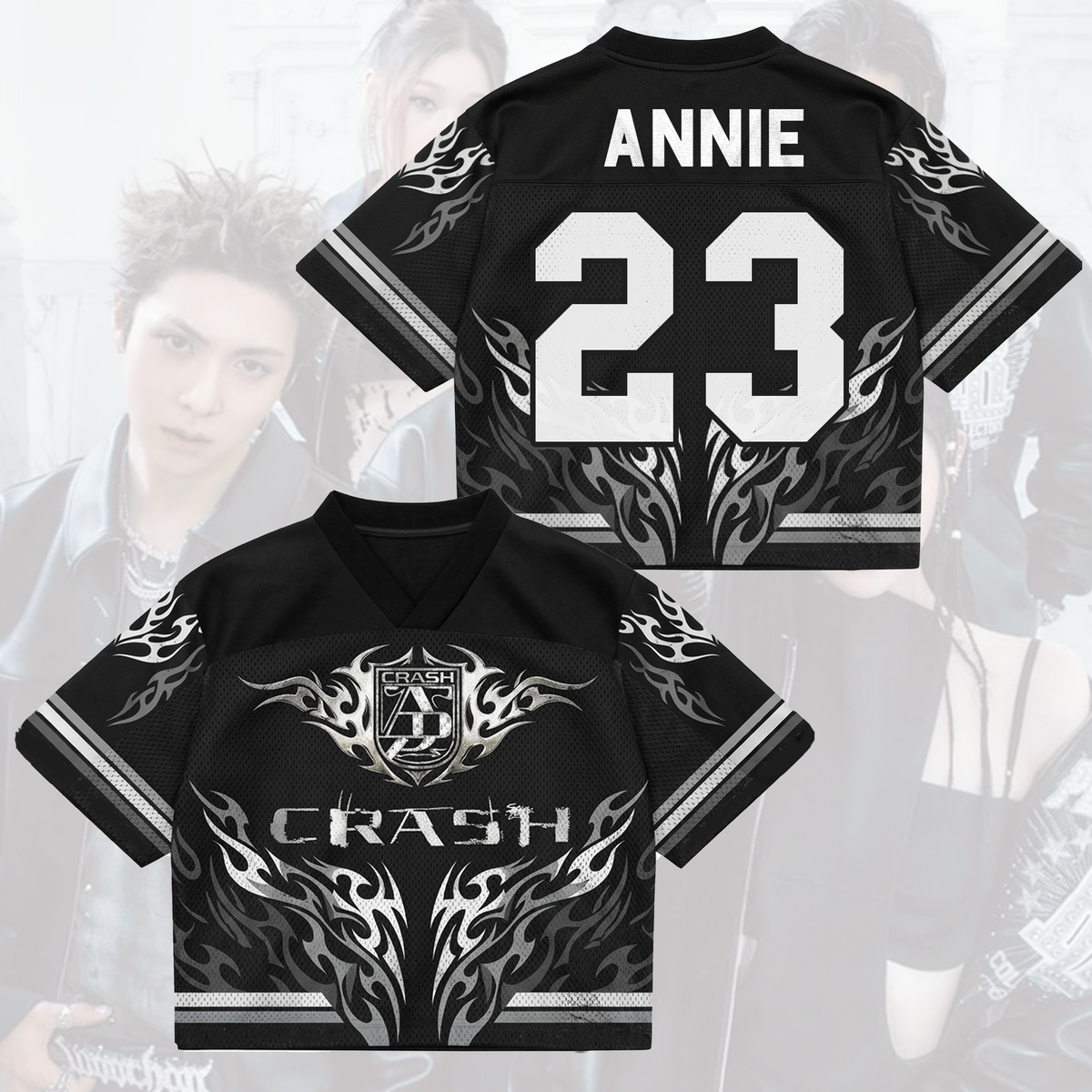 ALLDAY PROJECT Crash Album Heavy Metal Liquid Chrome Mixed Mesh Jersey Gift For Fans