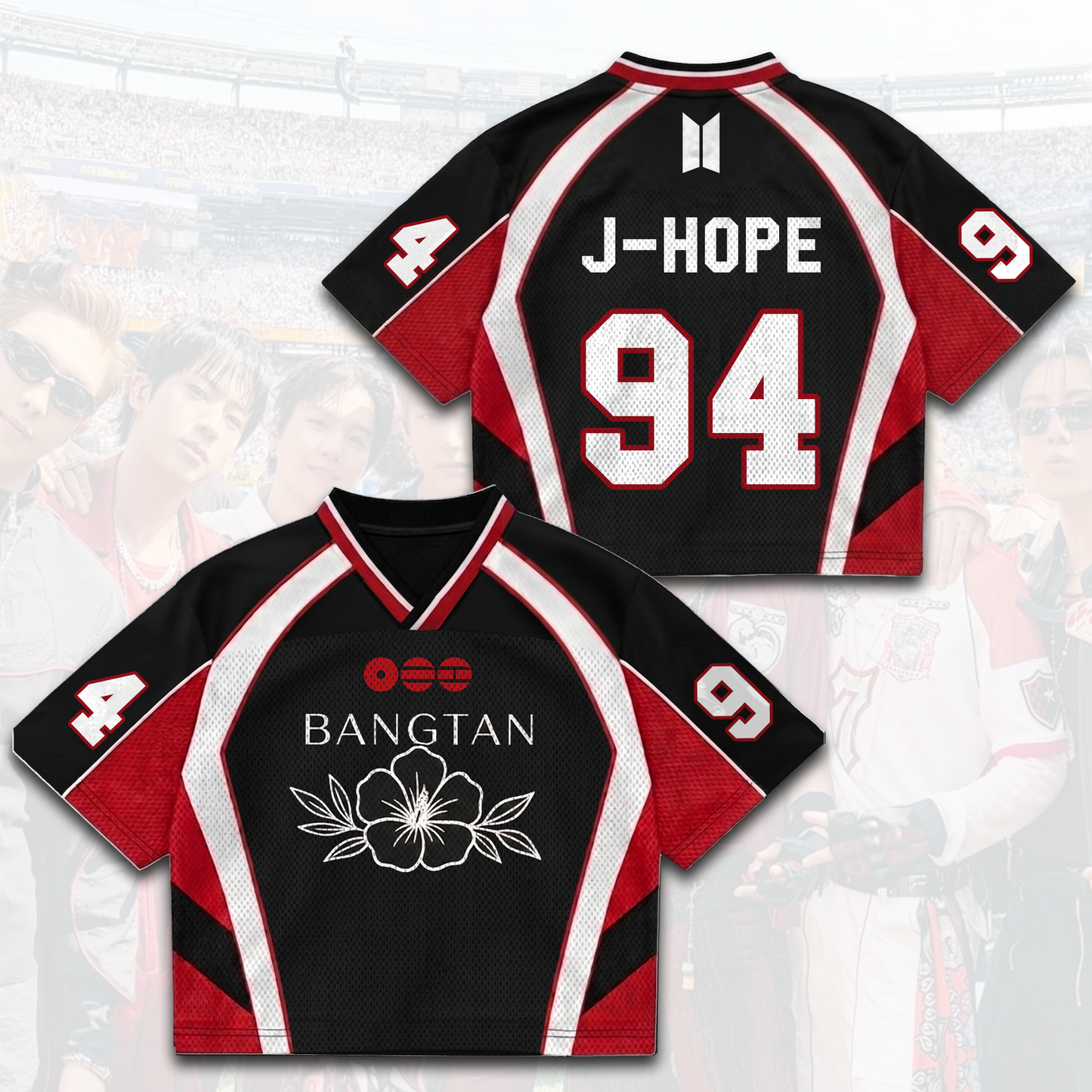 Rose of Sharon Bangtan Boys Arirang World Tour BTS Mixed Mesh Jersey Gift For Army