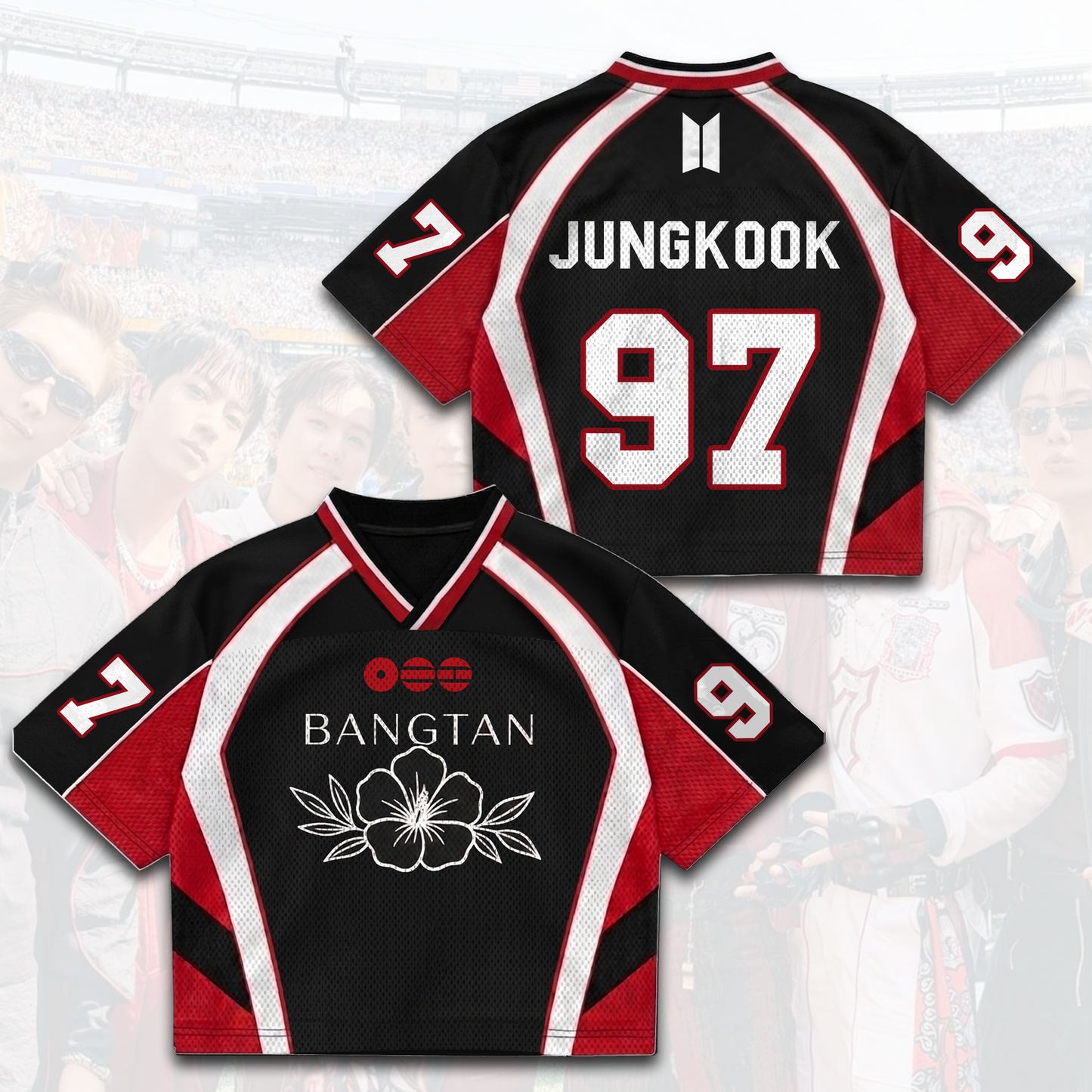 Rose of Sharon Bangtan Boys Arirang World Tour BTS Mixed Mesh Jersey Gift For Army