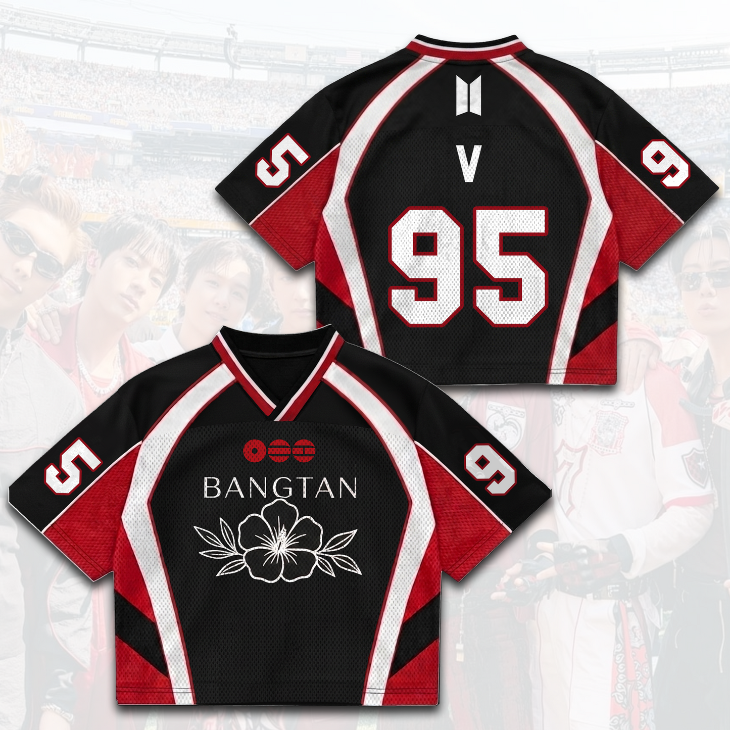 Rose of Sharon Bangtan Boys Arirang World Tour BTS Mixed Mesh Jersey Gift For Army