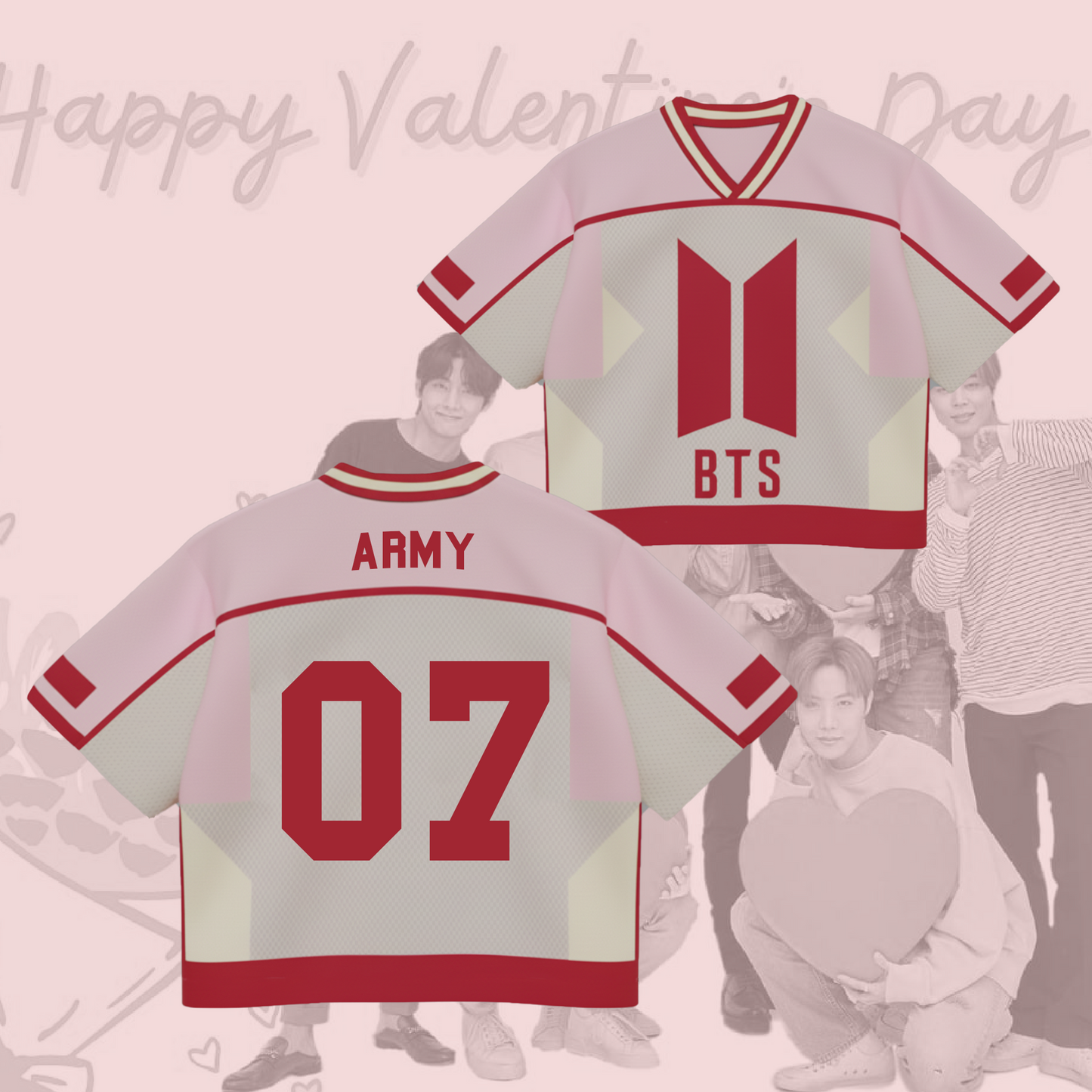 Happy Valentine Day Bts Mixed Mesh Jersey Gift For Army