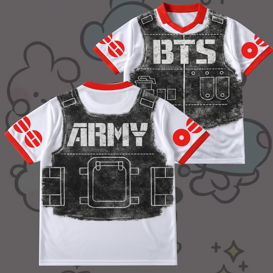 BTS New Album Bulletproof Winged Neck Baseball Shirt Gift For Army
