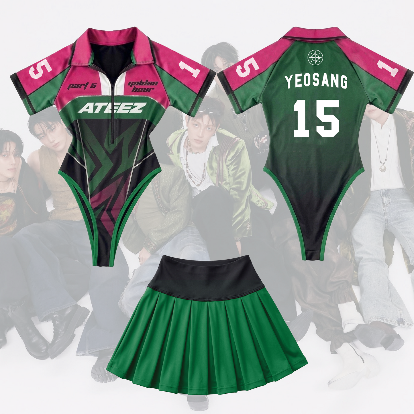 PaceRun Ateez Golden Hour Part 5 Full Jersey Bodysuit Set Gift For Fans