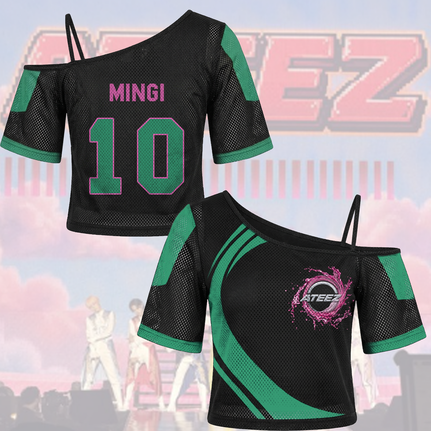 Ateez Golden Hour Part 5 Off Shoulder Mesh Futuristic Concert Outfit Fan Edition