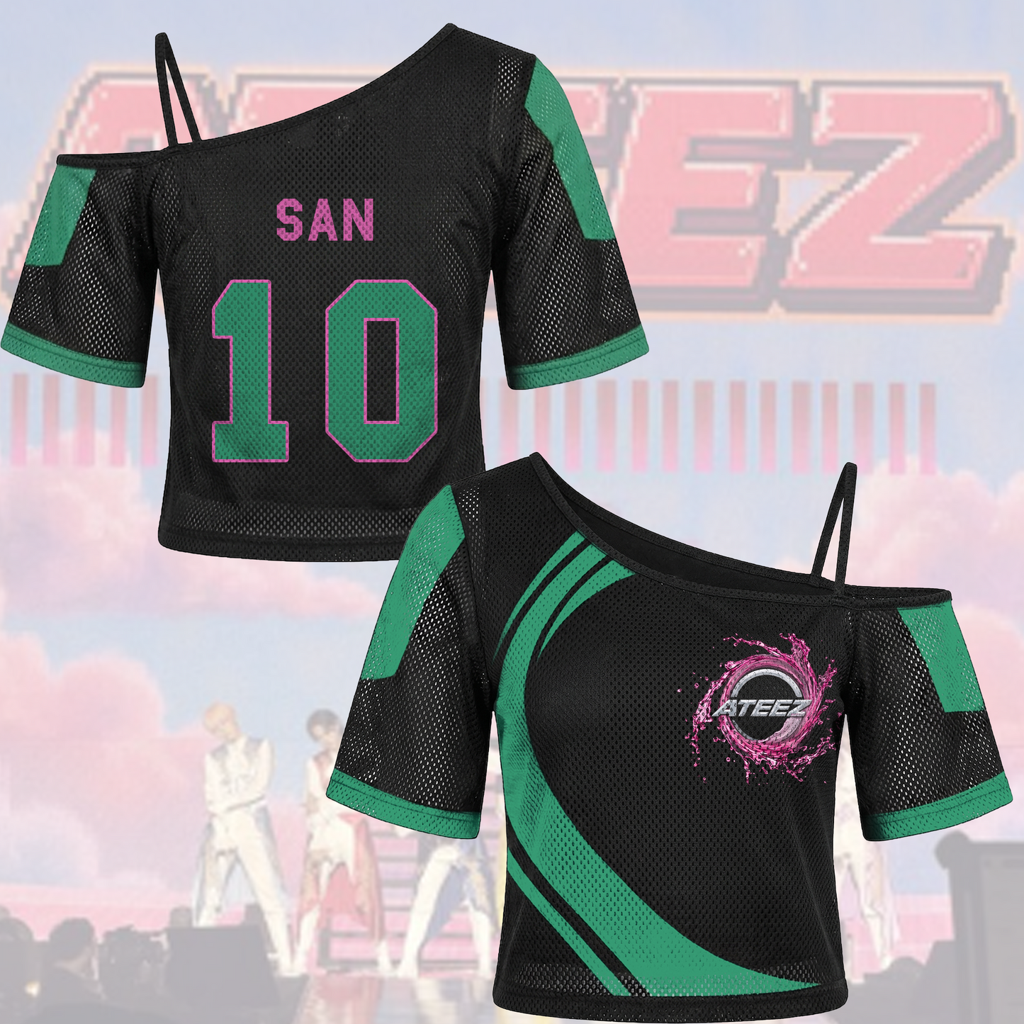 Ateez Golden Hour Part 5 Off Shoulder Mesh Futuristic Concert Outfit Fan Edition