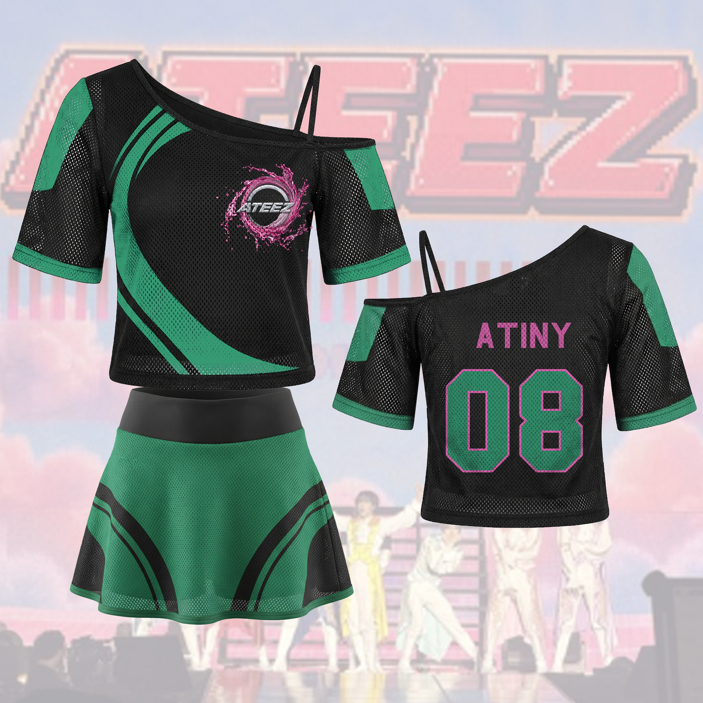 Ateez Golden Hour Part 5 Off Shoulder Mesh Futuristic Concert Outfit Fan Edition