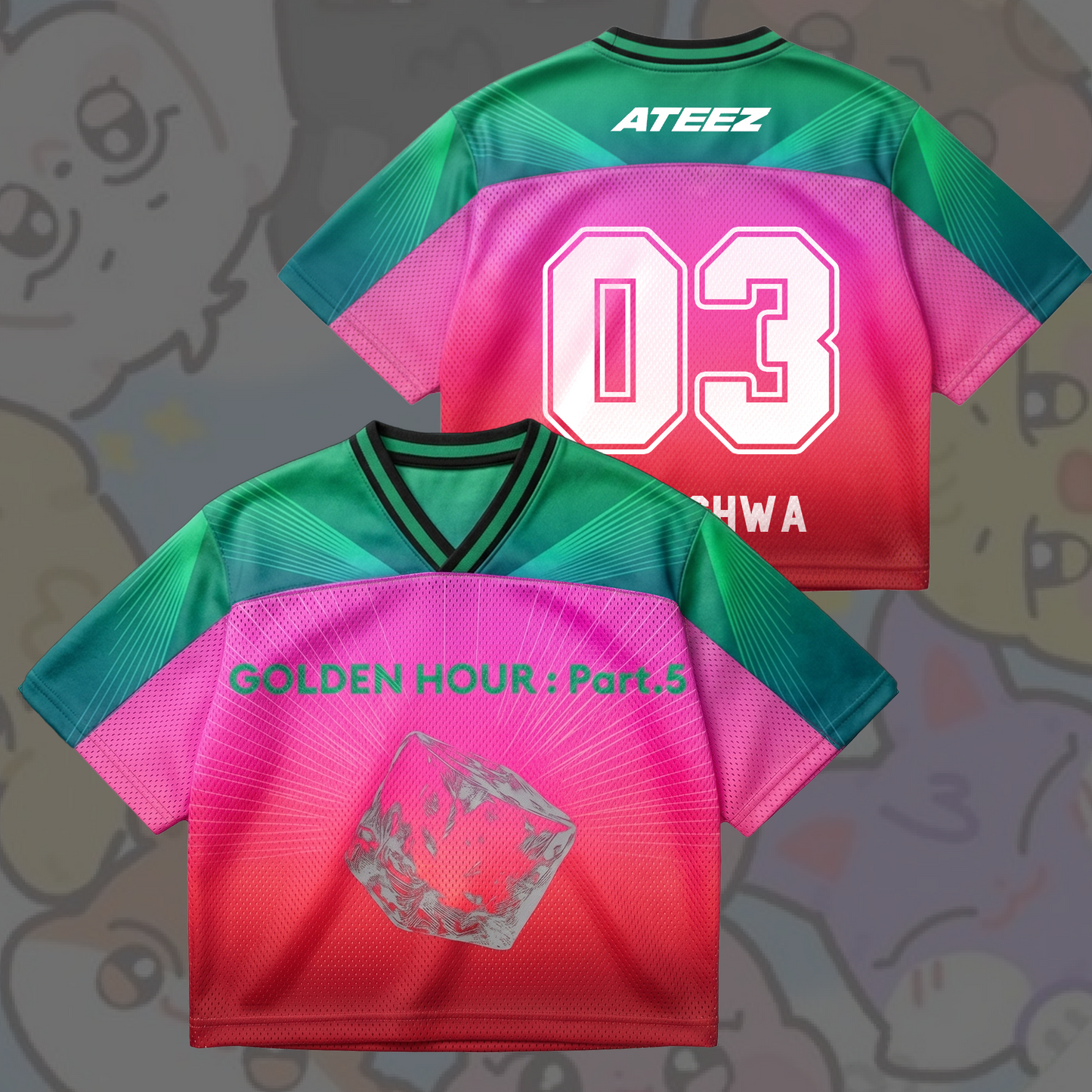 Aeterna ATEEZ  Golden Hour Part 5 Album Mixed Mesh Jersey Fan Edition