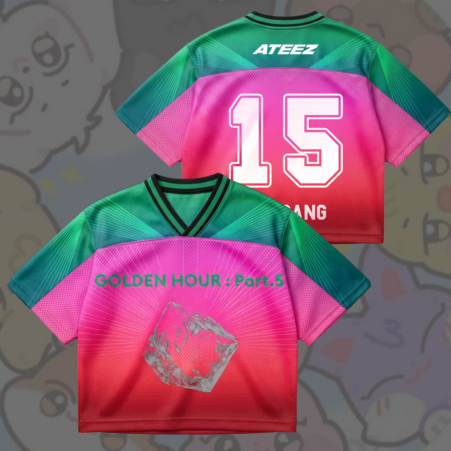 Aeterna ATEEZ  Golden Hour Part 5 Album Mixed Mesh Jersey Fan Edition