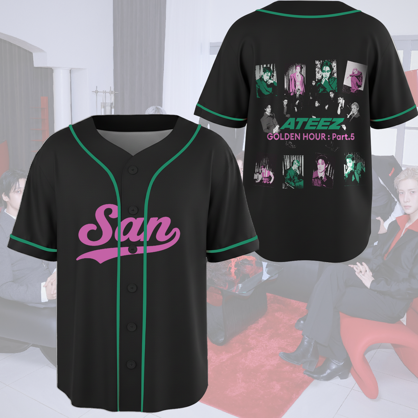 Ateez Golden Hour Part 5 Album Concept Concert Baseball Jersey Fan Edition