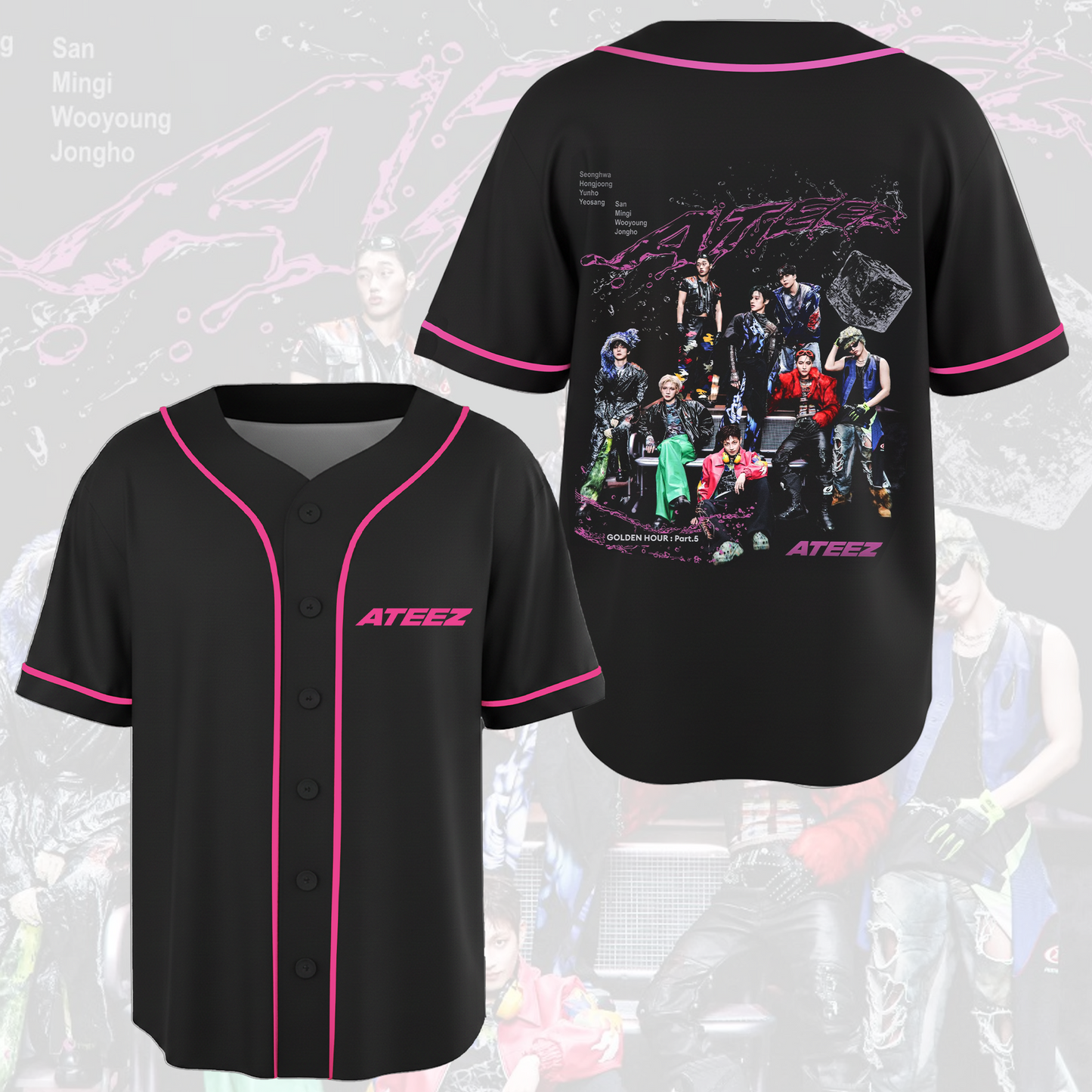 Pinky Ateez Golden Hour Concert  Baseball Jersey Fan Edition