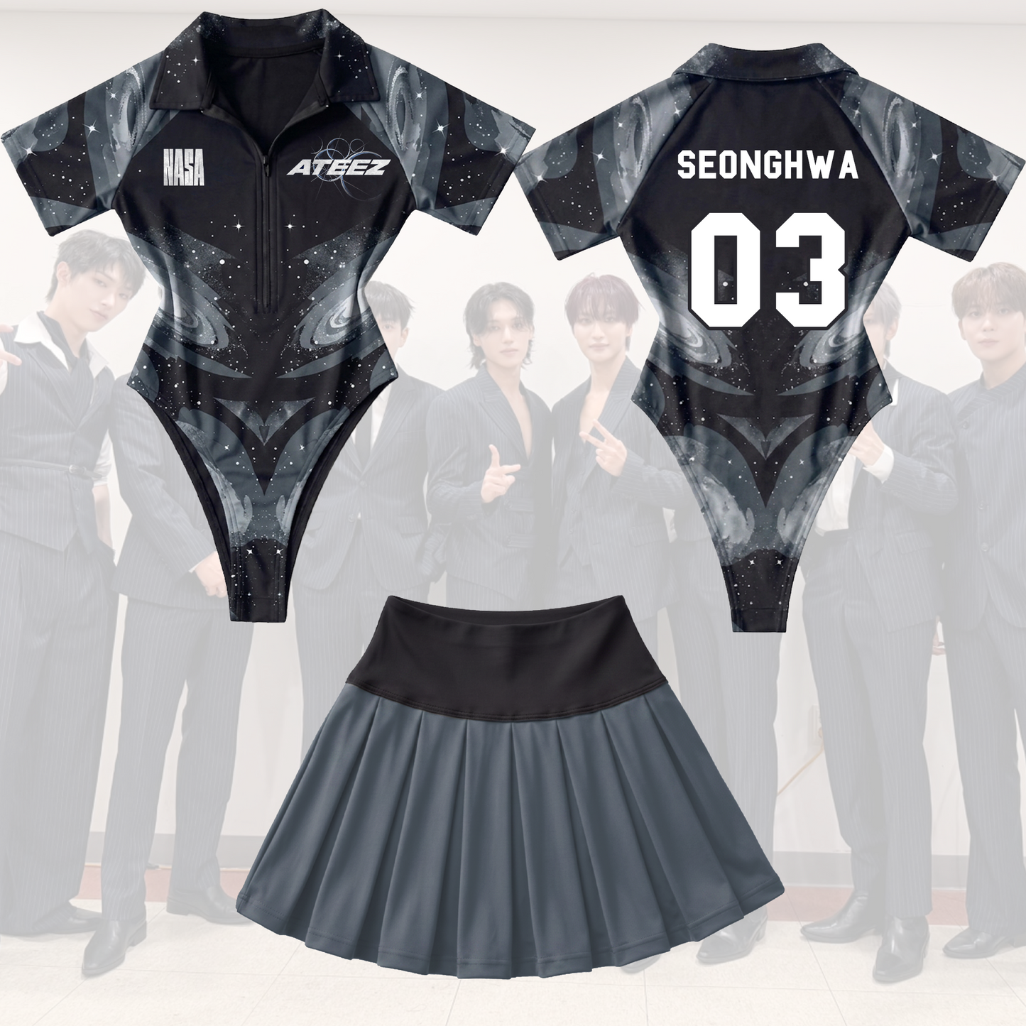 Ateez Nasa Single Golden Hour Album Full Jersey Bodysuit Set Fan Edition