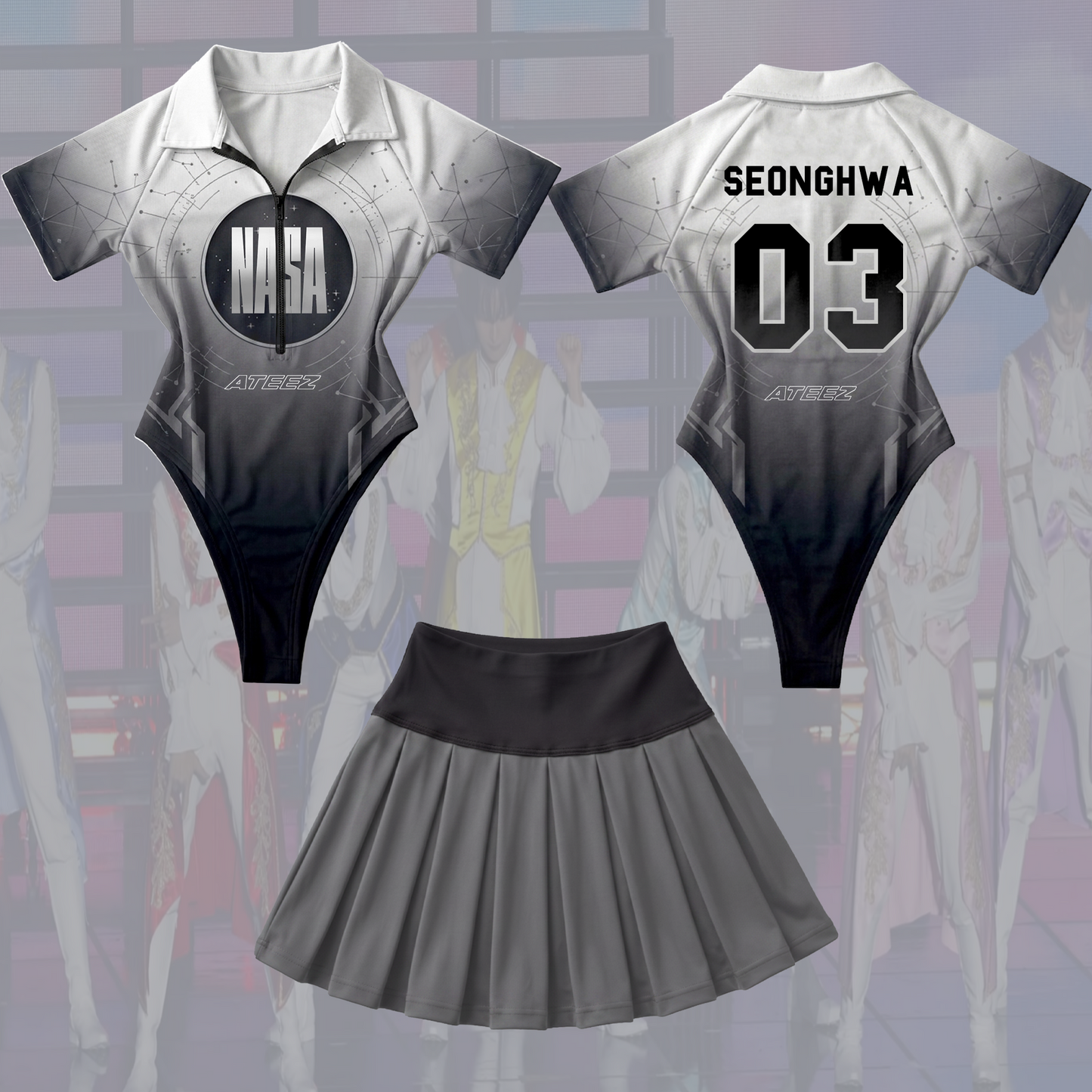 Ateez NASA Golden Hour Full Jersey Bodysuit Set Gift For Fans