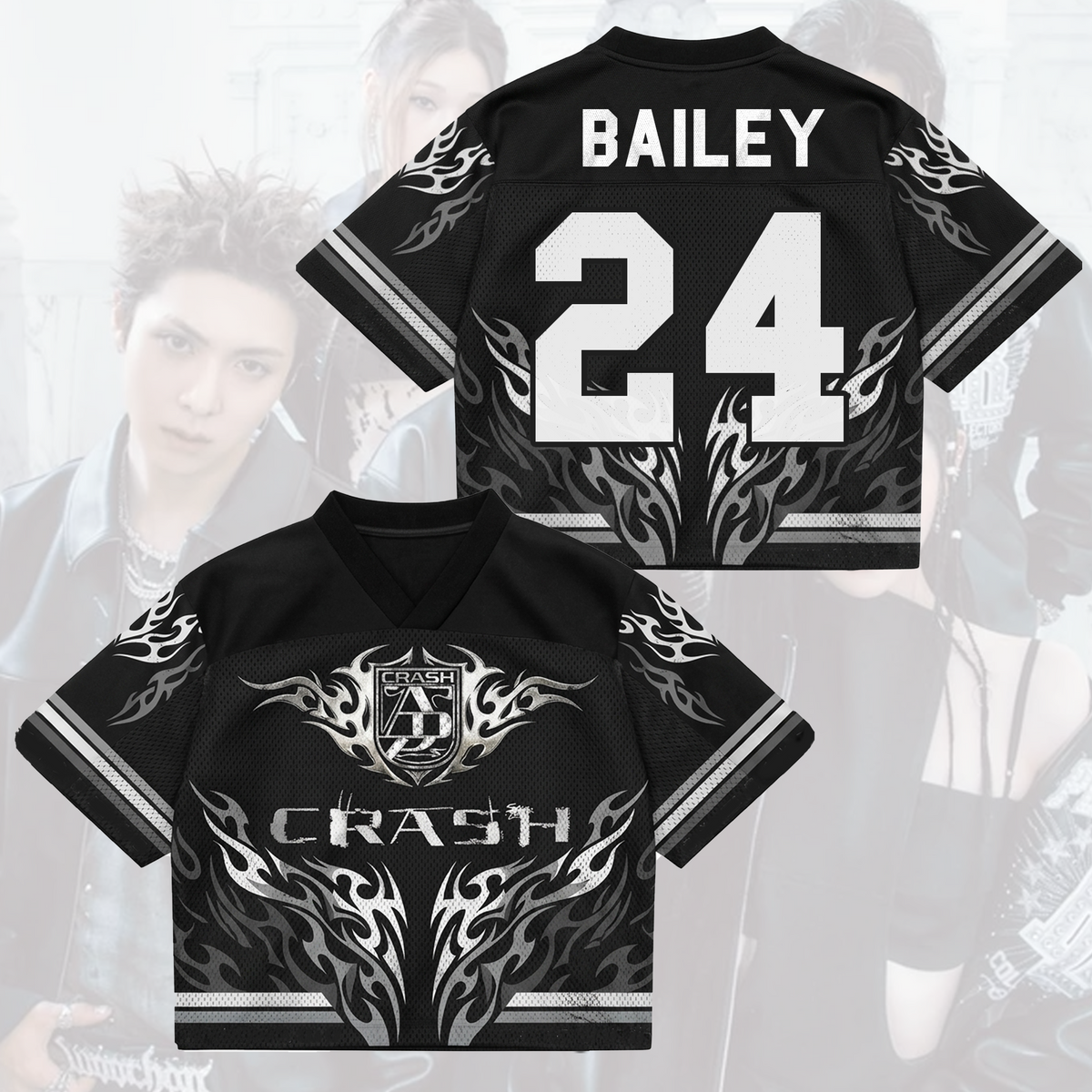 ALLDAY PROJECT Crash Album Heavy Metal Liquid Chrome Mixed Mesh Jersey Gift For Fans