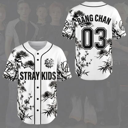 Magnificent Stray Kids STAY White Baseball Jersey Run It Tour Gift for Fan