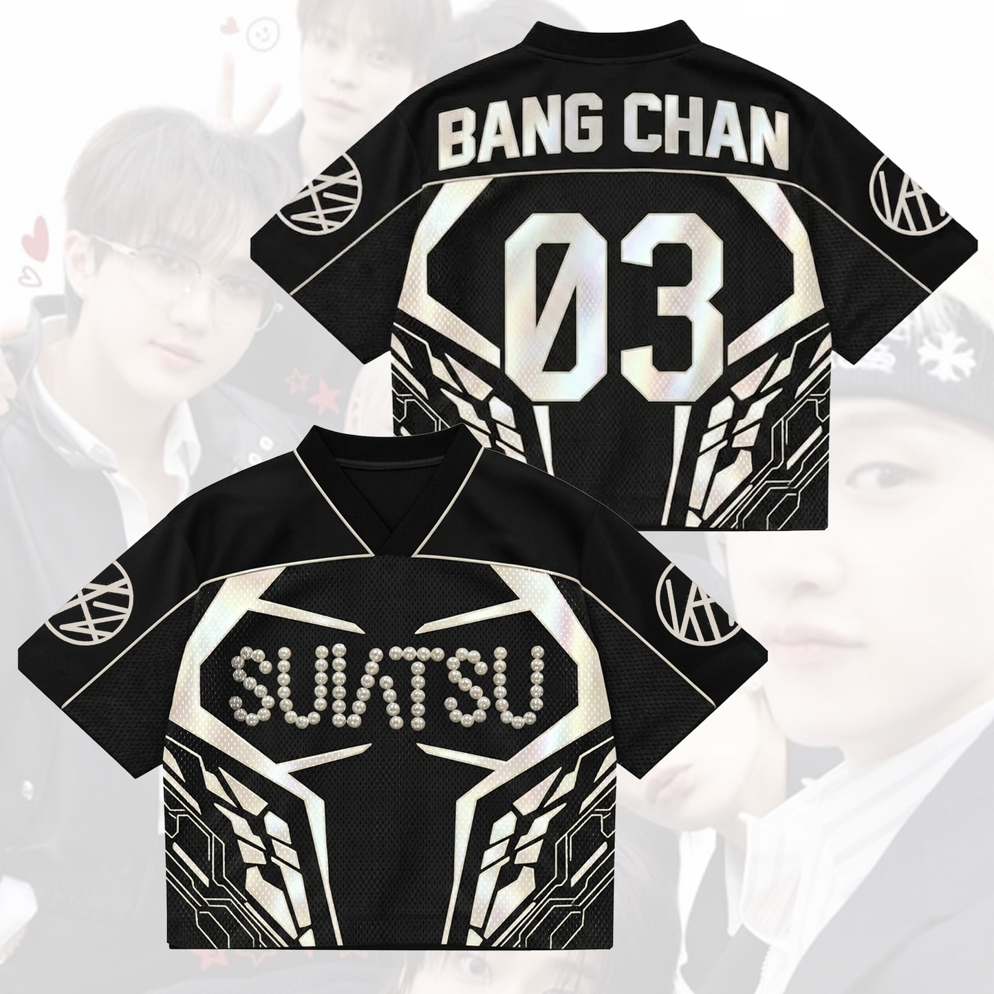 SUIATSU Stray Kids  Mixed Mesh Jersey Run It Tour Gift For Fans
