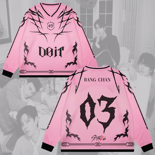 Pink Stray Kids Do It Album Splicing Long Sleeved Gift For Lovers
