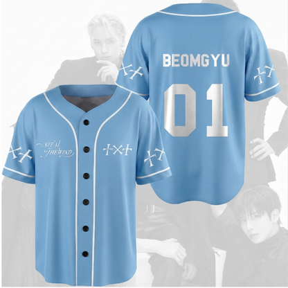 TXT Steal The Wind Baseball World Tour Blue Baseball Jersey r Fan Gifts