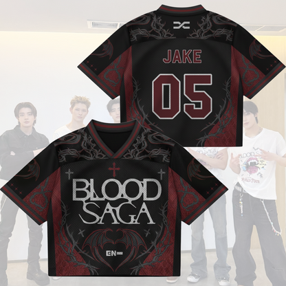 Blood Saga Enhypen Tour Jersey - Gothic Bat Wing Mix Mesh