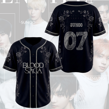 Silver Rose Enhypen 2026 Blood Saga World Tour Baseball Jersey Fan Edition