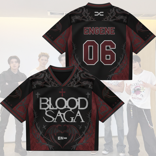 Blood Saga Enhypen Tour Jersey - Gothic Bat Wing Mix Mesh