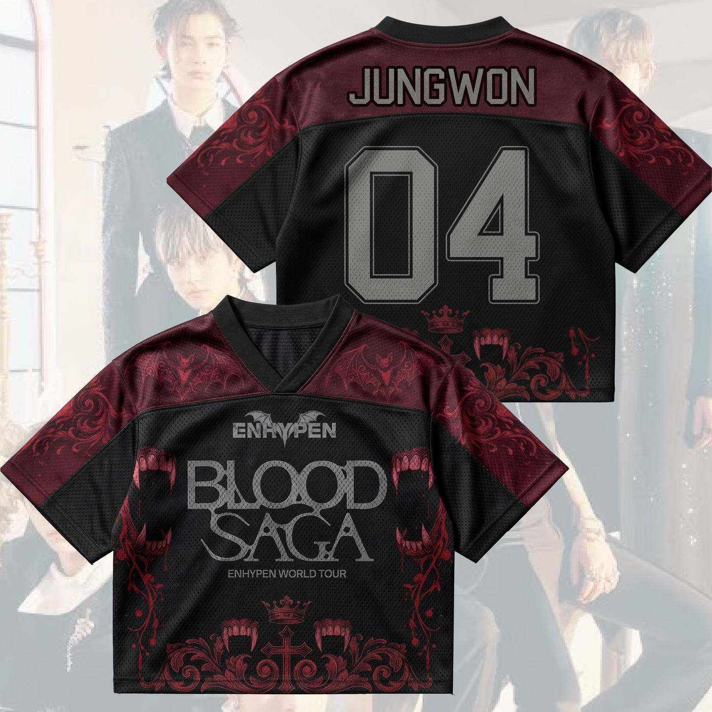 Midnight Bite Blood Saga Enhypen World Tour Mix Mesh Jersey Gift For Fans