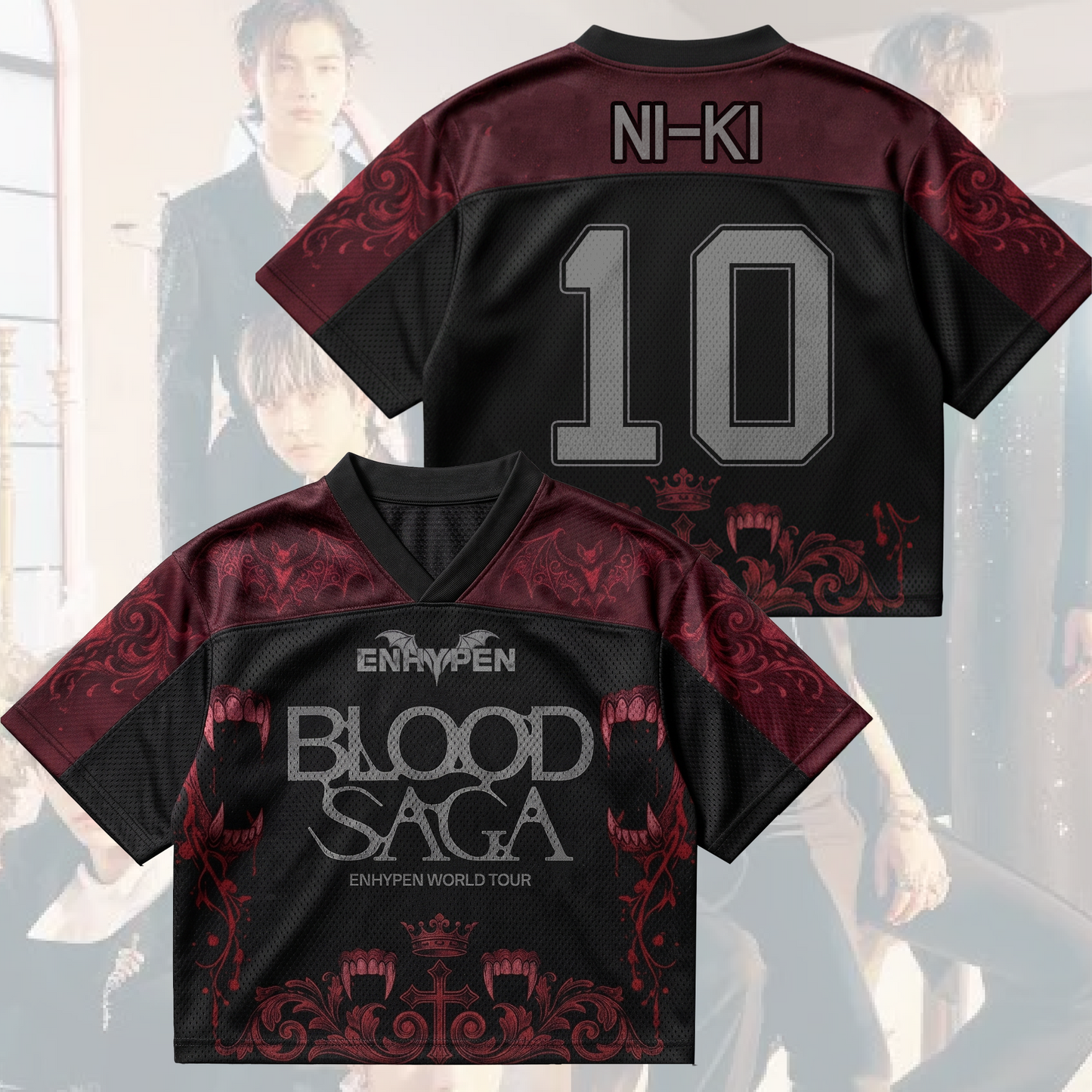 Midnight Bite Blood Saga Enhypen World Tour Mix Mesh Jersey Gift For Fans