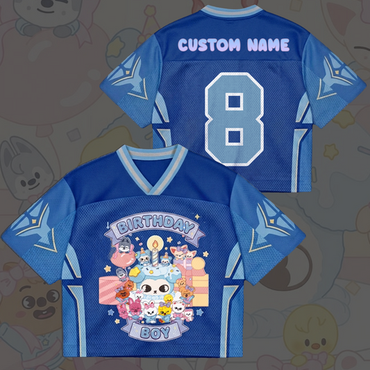 Personalized Stay Birthday Girl Boy Stray Kids Mixed Mesh Jersey Gift For Kid Fan