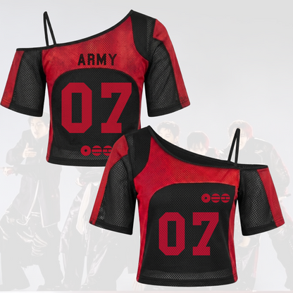 BTS Arirang Tour Off Shoulder Mesh Sporty Chic Concert Outfit Gift For Fans