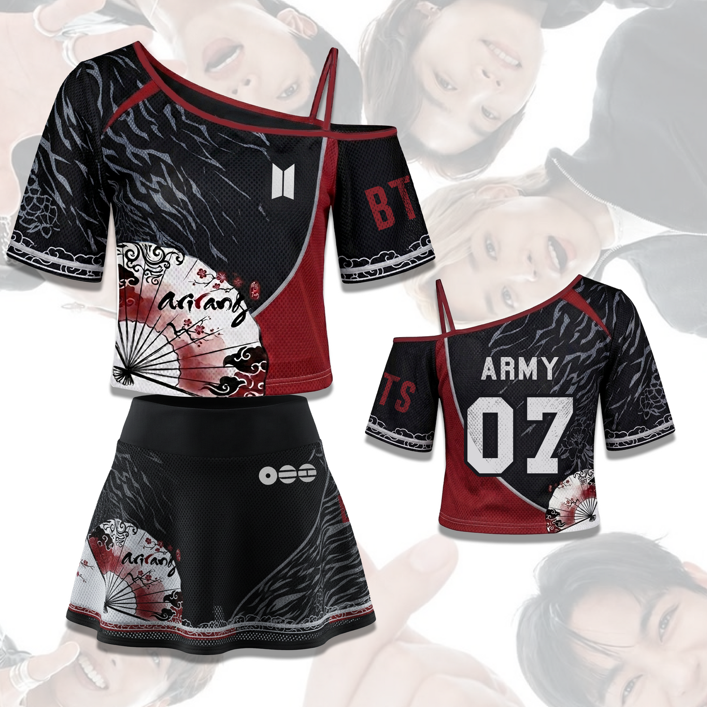 BTS Arirang Tour Off Shoulder Mesh Edgy Kpop Concert Outfit Gift For Army