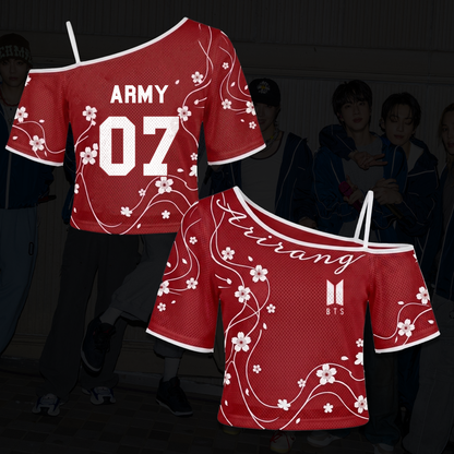 BTS ARIRANG Tour Crimson Red Cherry Blossom Off Shoulder Mesh Gift For Army