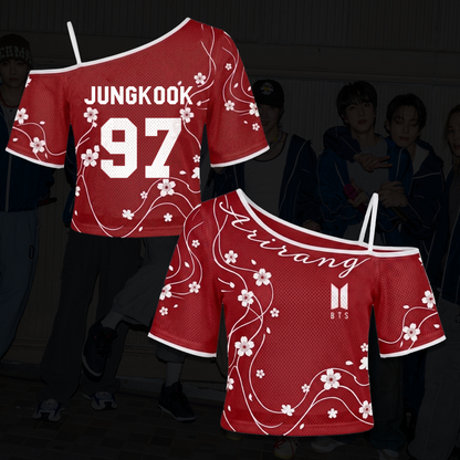 BTS ARIRANG Tour Crimson Red Cherry Blossom Off Shoulder Mesh Gift For Army