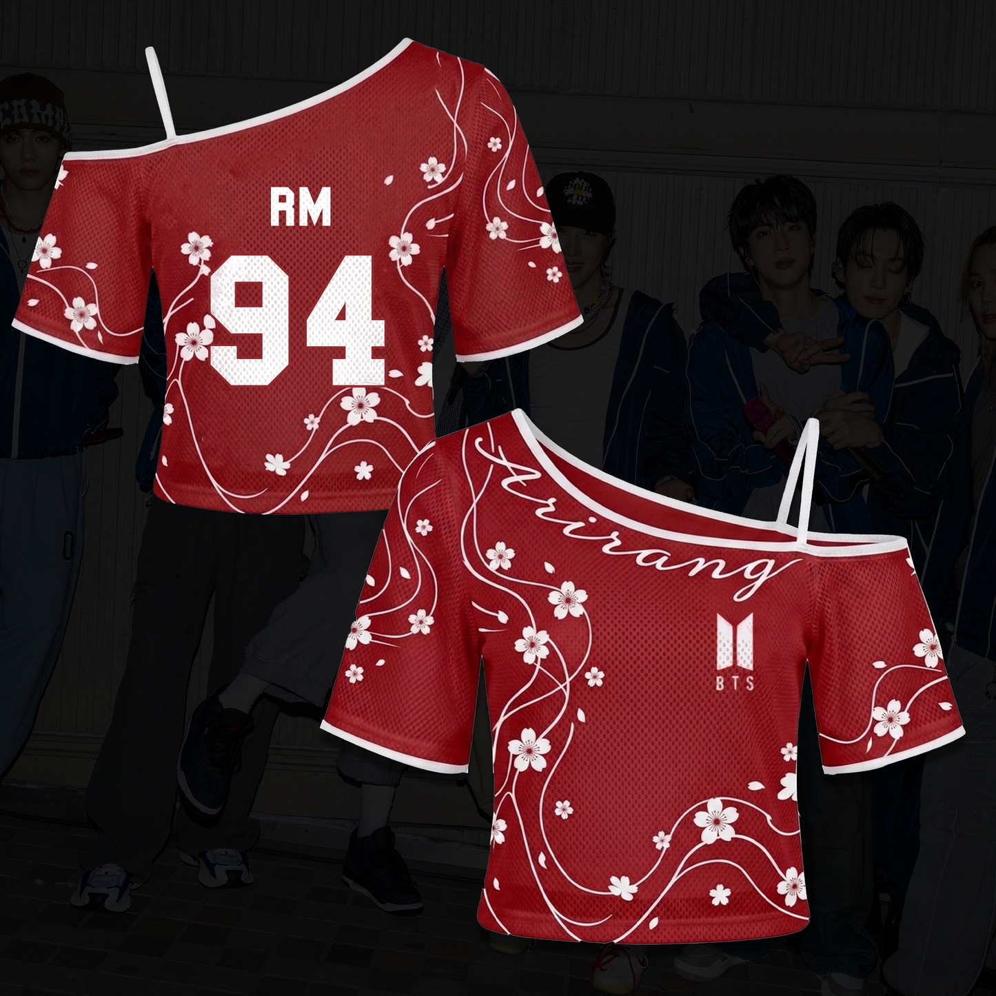 BTS ARIRANG Tour Crimson Red Cherry Blossom Off Shoulder Mesh Gift For Army