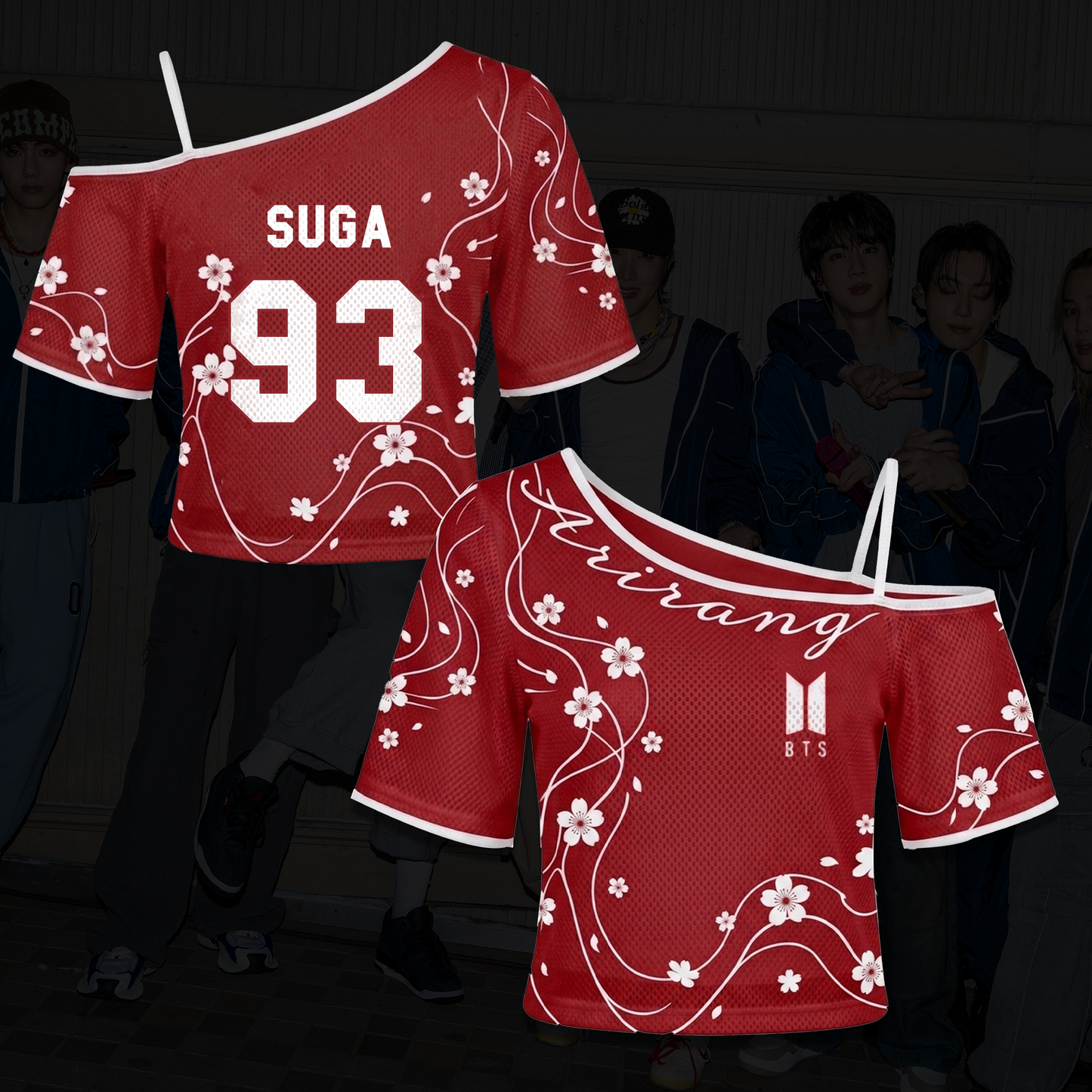 BTS ARIRANG Tour Crimson Red Cherry Blossom Off Shoulder Mesh Gift For Army