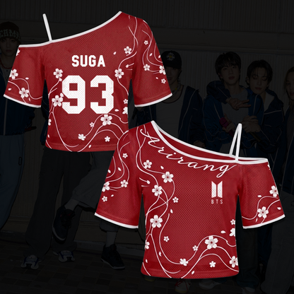 BTS ARIRANG Tour Crimson Red Cherry Blossom Off Shoulder Mesh Gift For Army