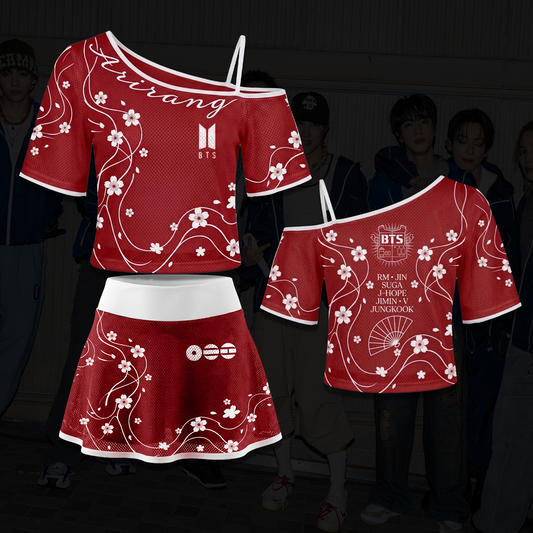 BTS ARIRANG Tour Crimson Red Cherry Blossom Off Shoulder Mesh Gift For Army