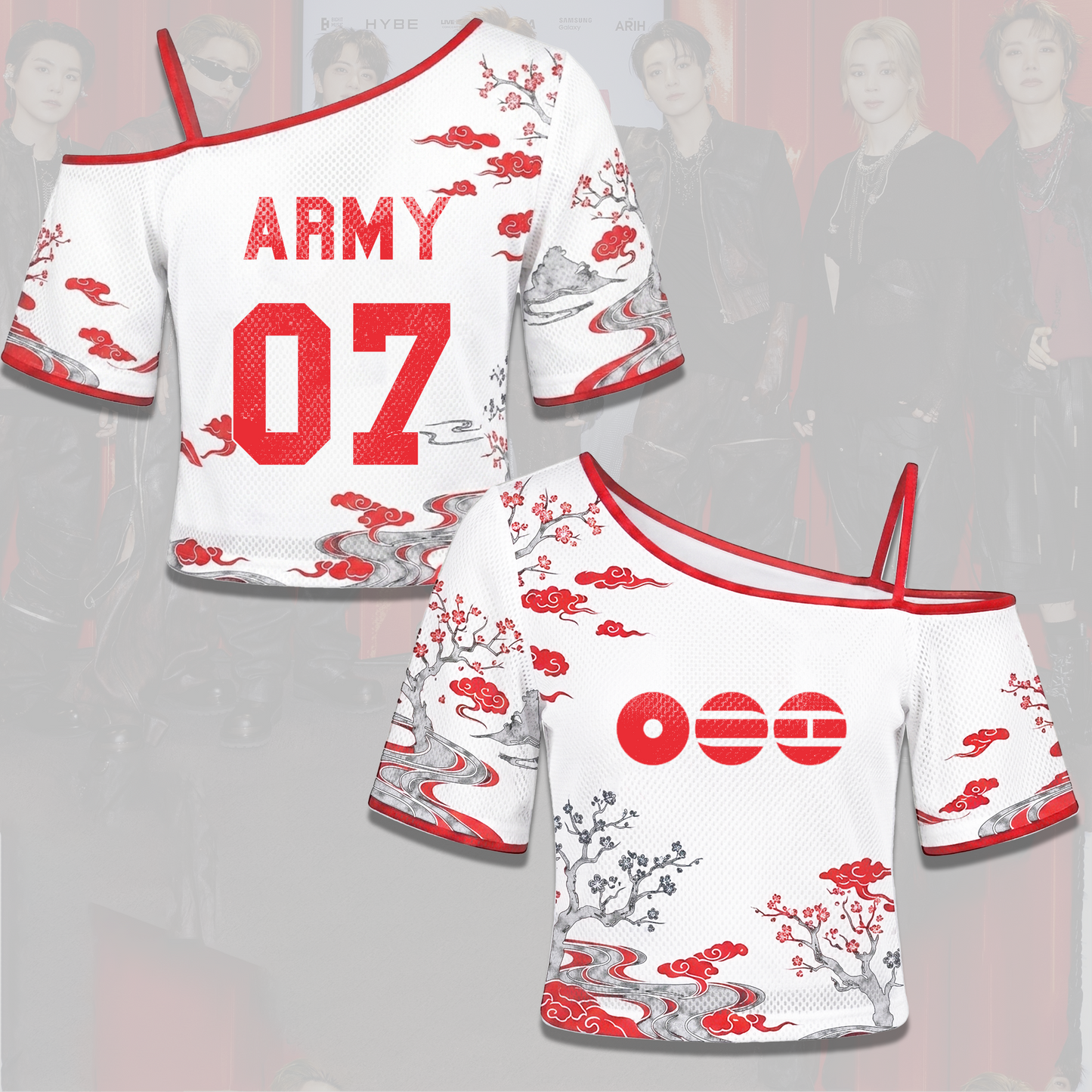 BTS ARIRANG Tour Sakura Blossom Graphic Off Shoulder Mesh Gift For Fan