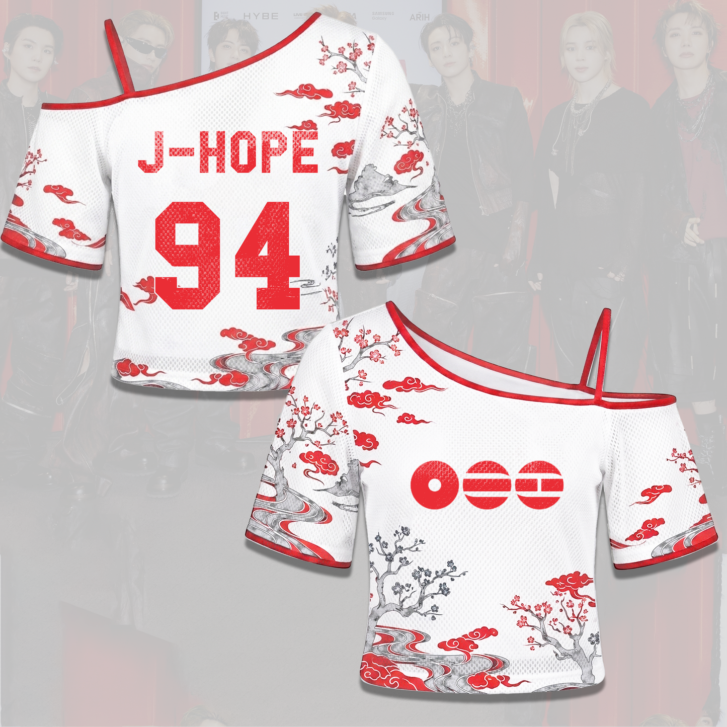 BTS ARIRANG Tour Sakura Blossom Graphic Off Shoulder Mesh Gift For Fan