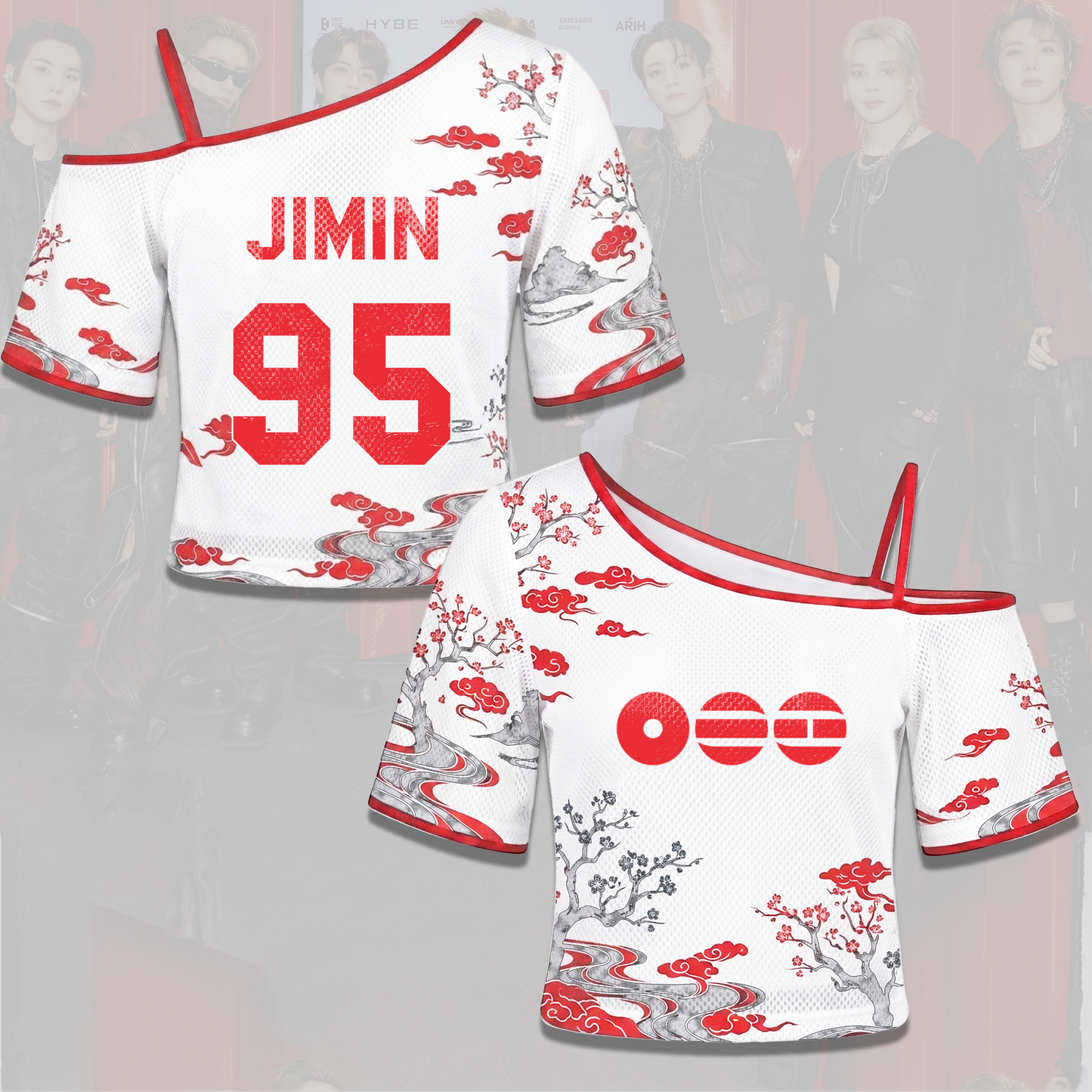 BTS ARIRANG Tour Sakura Blossom Graphic Off Shoulder Mesh Gift For Fan