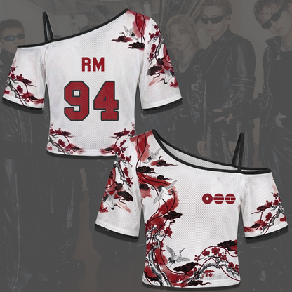 BTS ARIRANG Tour Outfit Oriental Red Blossom Off Shoulder Mesh Gift For Army