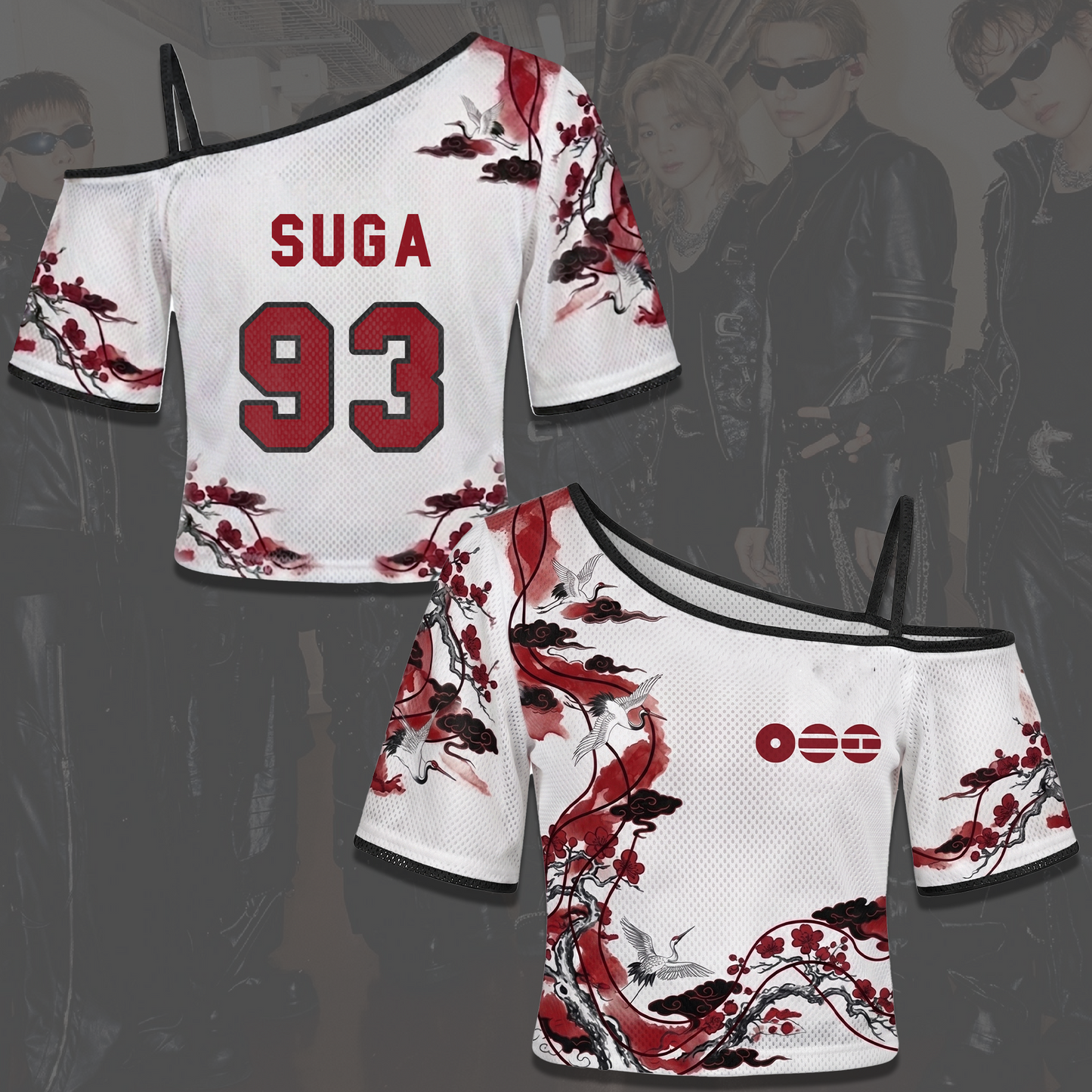 BTS ARIRANG Tour Outfit Oriental Red Blossom Off Shoulder Mesh Gift For Army